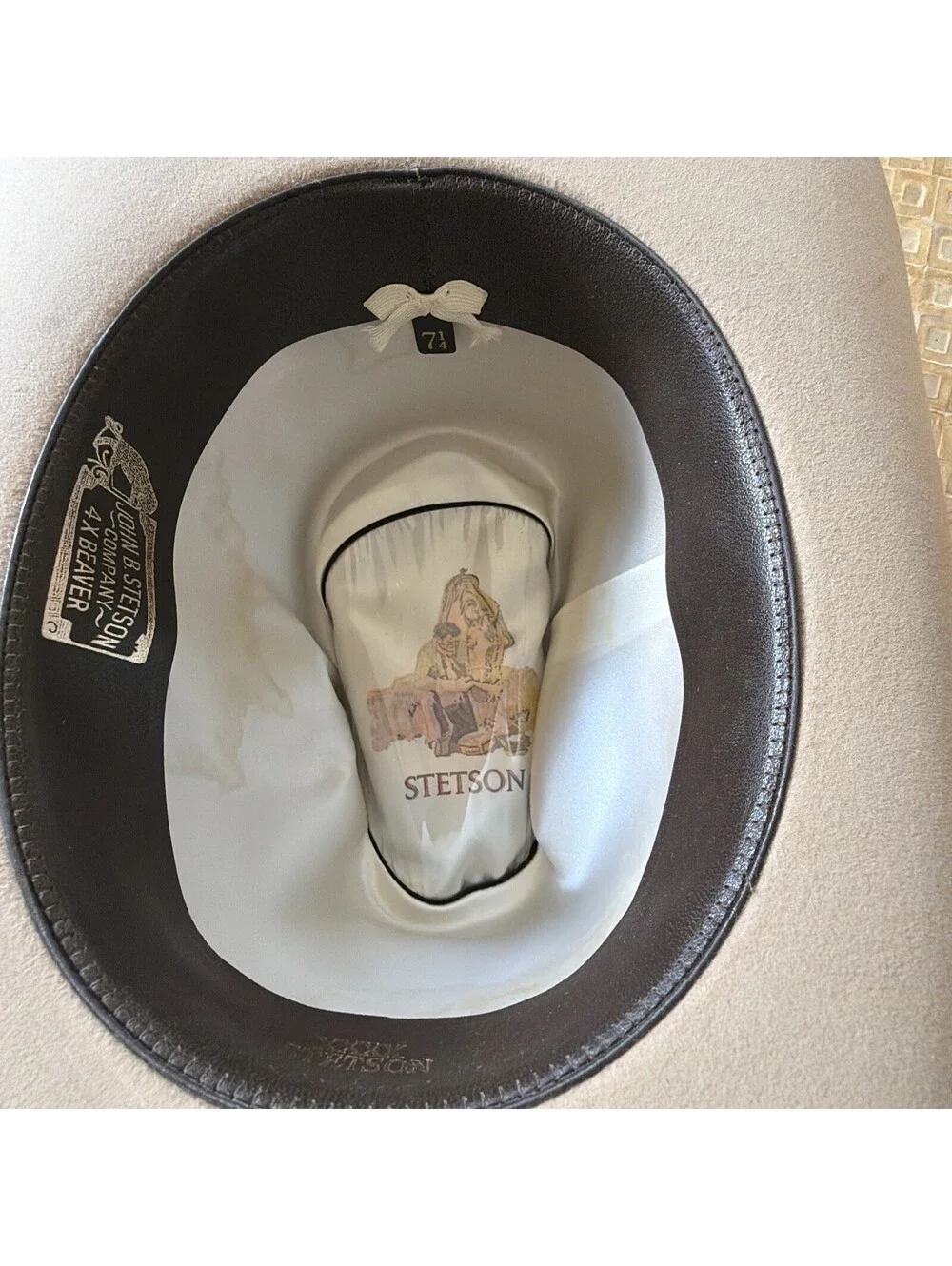John B. Stetson Mens Tan Wide Brim Western Cowboy Hat Size 7 1/4